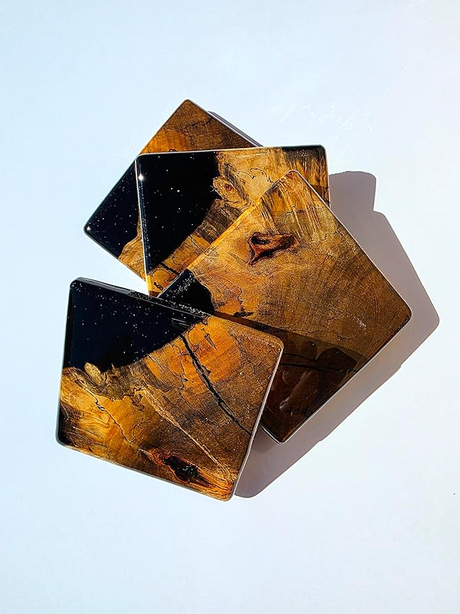 Handmade Wooden Coasters (Silver Maple (Black))