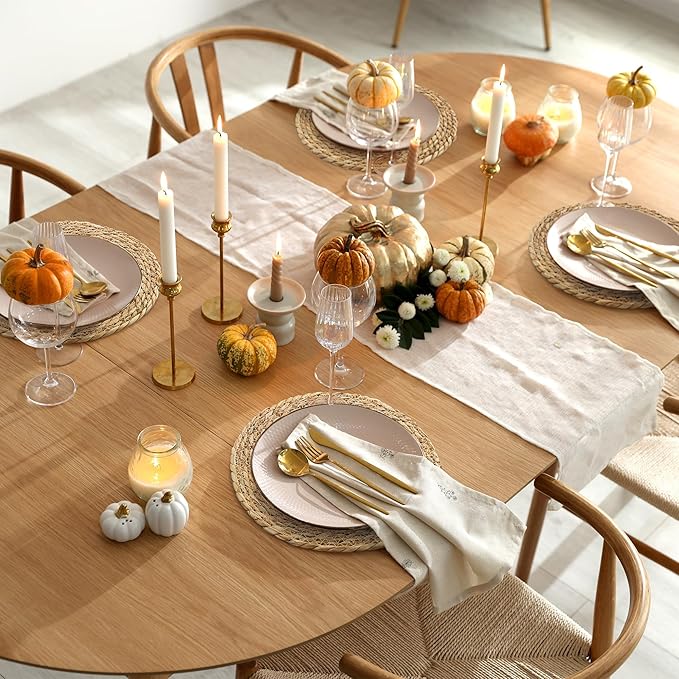 Aneco 12 Pack 12-Inch Round Woven Placemats Natural Hand-Woven Boho Rattan Wicker Bulrush Placemat Farmhouse Rustic Braided Table Mats for Dining & Kitchen Decor
