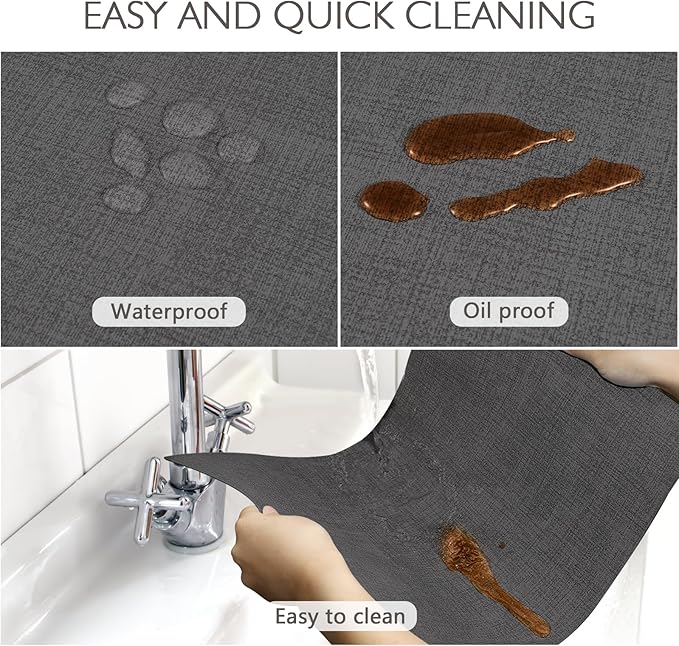 Faux Leather Placemats Set of 4 Washable PU Table mats for Kitchen Table - Heat Resistant, Waterproof, Easy Clean, Anti Slip 11.8" x 17" (Dark Grey-4 Pack)