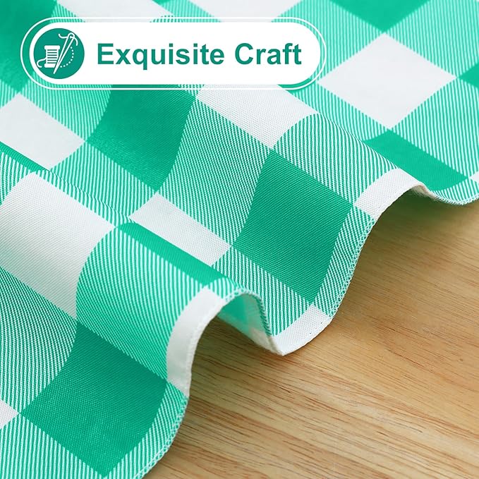 misaya Rectangle Waterproof Vinyl Table Cloth, Buffalo Flannel Backed Tablecloth, Wipeable Plastic Table Cover for Dinner, Kitchen, Outdoor (54" x 108", Green and White)