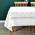 White Cotton Rectangle Tablecloth (52''x52'', 4 Seats) - Heavy Duty, Farmhouse Vintage, Washable