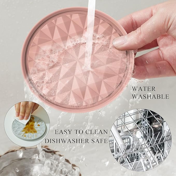 Silicone Coasters for Drinks[8 Pack, No Holder]- Cup Mat for Tabletop Protection-Non-Slip, Non-Stick, Coffee Table Decor, Great Gift for Any Occasion, Pink