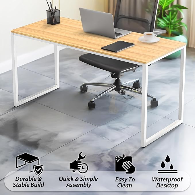 SHW Mission 55-Inch Home Office Computer Desk, Oak