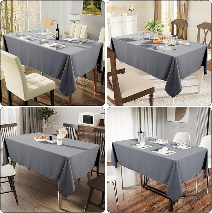 Smiry Rectangle Table Cloth, Waterproof Anti-Scratch Polyester Tablecloth, Decorative Washable Fabric Table Cover for Dining, Buffet, Parties and Outdoor, 60x84, Grey