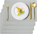 Vinyl Placemats Set of 4 Faux Leather 100% Waterproof Wipeable Washable Place Mats Heat Resistant Easy Clean Non-Slip Table Mats for Indoor Outdoor. (4, Light Gray)