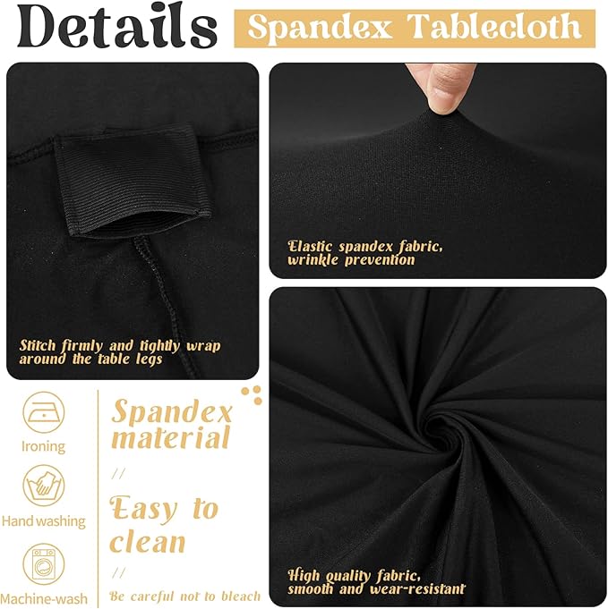 HAISIWLKJ 6 Pack Table Cloth 8ft Black Tablecloths for Rectangle Folding Table Spandex Fitted Stretch Cover Wrinkle Resistant Washable Protector for Party, Wedding, Banquet, Festival.