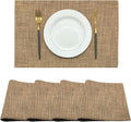 Rilassato Textile Placemats, Set of 4 Heat-Resistant Placemats for Kitchen Table, Washable Durable Linen Table Mats Woven Placemats (4, Khaki)