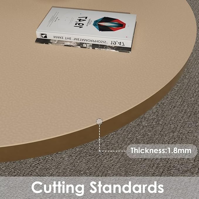Round Table Pad, 1.8mm Thick, 41 Inch Diameter, Leather Table Cover and Protector for Dining Table Top (Light Brown+Gray)