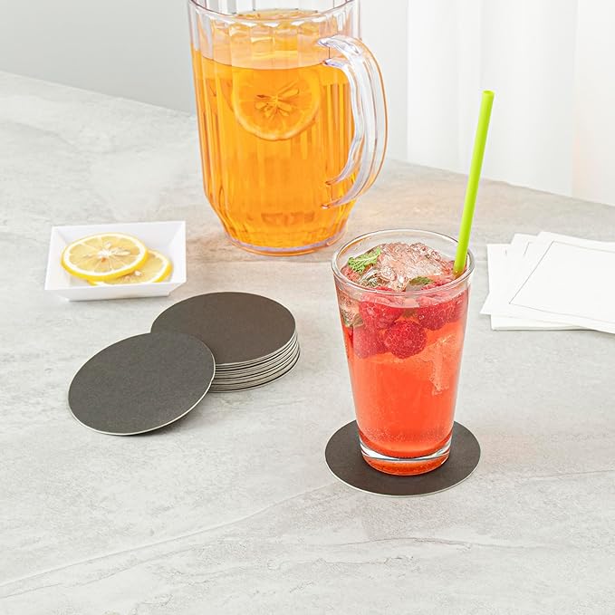 Restaurantware Paper Coasters 1000 Pack of 3.5 Inch Disposable Beverage Coasters Absorbent for Hot and Cold Drinks Black Coffee Cup Essentials for Table Decor, Kitchen, Home Patio or Living Room