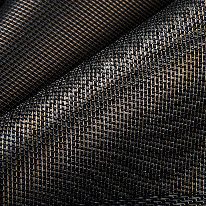 DACHUI Placemats Set of 6, Linen Look Woven Place Mats, Water Resistant, Heat Resistant, Washable, Durable Table Mats (Black Gold)