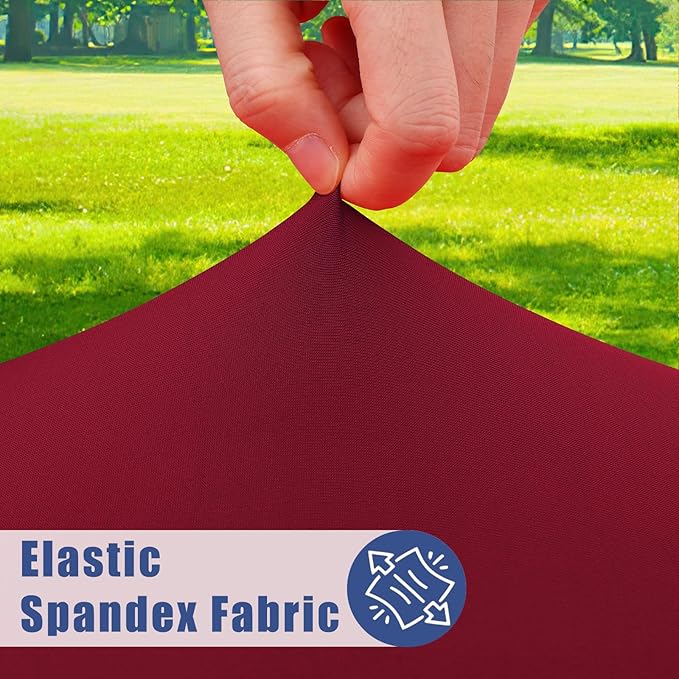 Spandex 8 Foot Rectangle Table Cloth 2 Pack, Elastic Fitted Tablecloths for Picnic, Stretch Washable Patio Table Cover for Outdoor, Camping, Banquet and Parties (Wine Red, 30"x96")