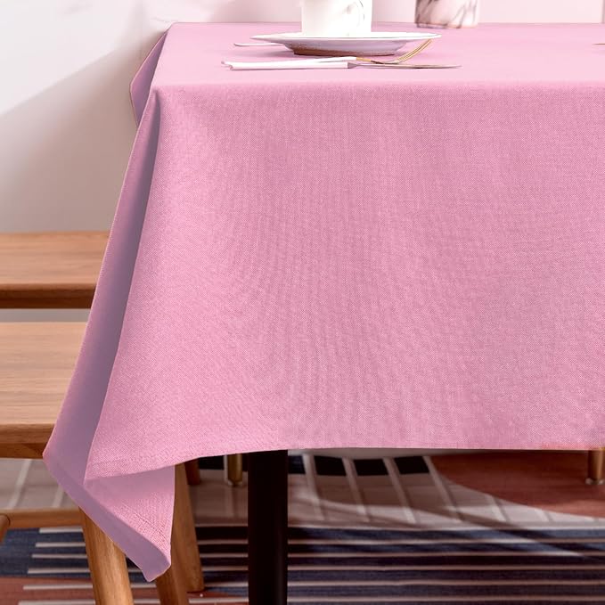 BALCONY & FALCON Table Cloth for 6 Foot Rectangle Tables – Waterproof, Wrinkle-Free Farmhouse Tablecloth for Dining, Kitchen, Wedding, Valentine，Baby Shower & Holiday Gatherings (Pink, 57" x 118")