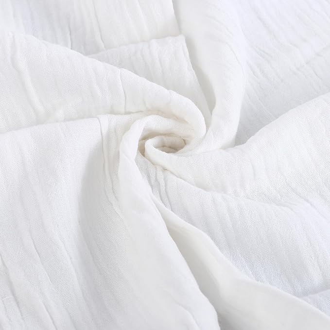 FINGERCRAFT Dinner Cloth Napkin Cotton Muslin Double Gauze 12 Pack with Classic Lace for Everyday Use, Wedding, Party, Christmas, Easter Napkins Cloth are Pre Shrunk and Good Absorbency White