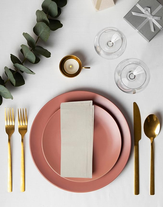 ACCENTHOME Accent Home 100% Cotton Napkins, Delicate Cloth Napkins for Dinners, Parties and Weddings，18 x 18 Inch Set of 6 - Natural