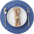 Round Placemats Set of 4 Woven Placemats Washable Braided Table Mats for Dining Table Heat Resistant Non-Slip Circle Place Mats(Royal Blue)