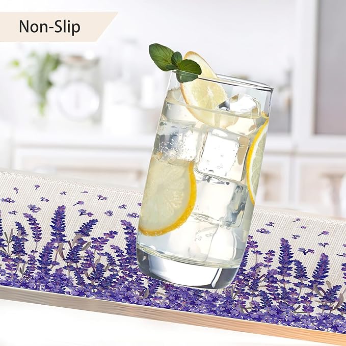 Placemats,Lavender Flower Placemats 12x18 Inch Waterproof Non-Slip Washable Table Mats for Kitchen Dining Party Table Decor,Set of 6