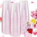 DaYammi 100 Pack 10oz Pink Plastic Cups, Premium Disposable Rose Gold Glitter Plastic Cups for Martini and Cocktail,Disposable Cup with Pink Glitter Perfect for Party Valentine's Day Mother's Day