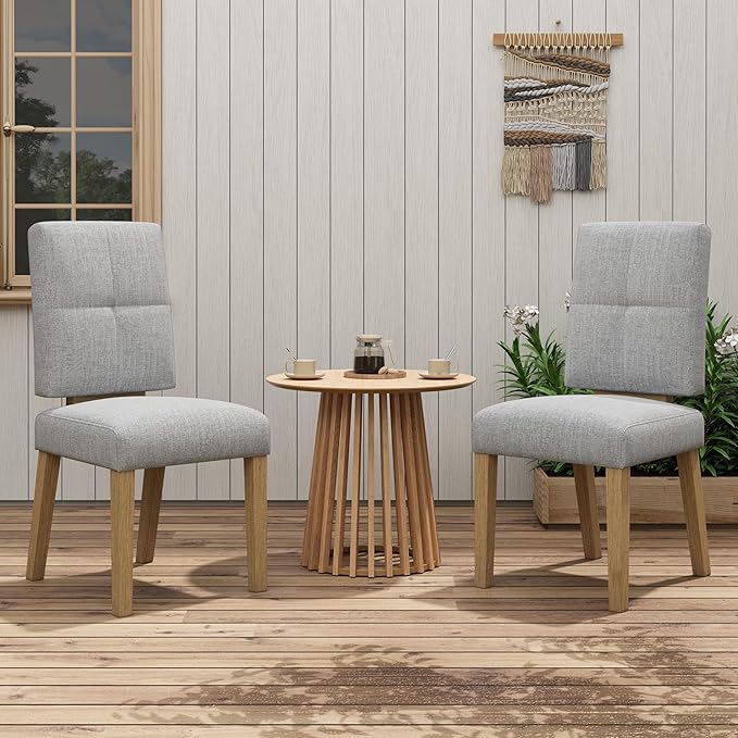Wooden Dining Chairs Set of 2, Dining Room Chairs with Wood Legs, Cloud-Like Cushion & Reinforcement Structure Design for Kitchen/Living Room/Restaurant, Easy Assembly