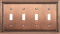 Henne Bery Sunken Pearls Heavy Duty Decorative Wall Plate Switch Plate Outlet Cover (Quad Toggle, Antique Copper)