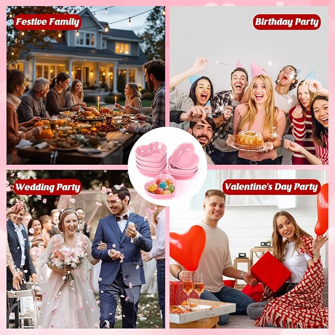 8PCS Heart Shaped Bowl Heart Bowl For Candy Lovers, Office Desk Decor, Home Snack Display, Valentine'S Day, Wedding Celebrations, Birthday Parties,Family Kitchen Use
