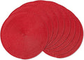 AHHFSMEI Round Braided Placemats 15 Inch Round Table Mats for Dining Tables Natural Woven Heat Resistant Place mats Set of 8 (red,8)