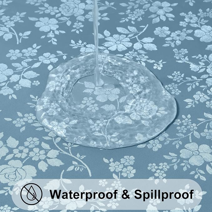 Smiry Round Table Cloth, Waterproof Heavy Duty Vinyl Tablecloths, Wipeable Washable Table Cover for Kitchen and Dining Room (Stone Blue, 70" Round)