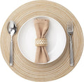 Round Placemats Set of 8 Woven Placemats Washable Braided Table Mats for Dining Table Heat Resistant Non-Slip Circle Place Mats(Beige)