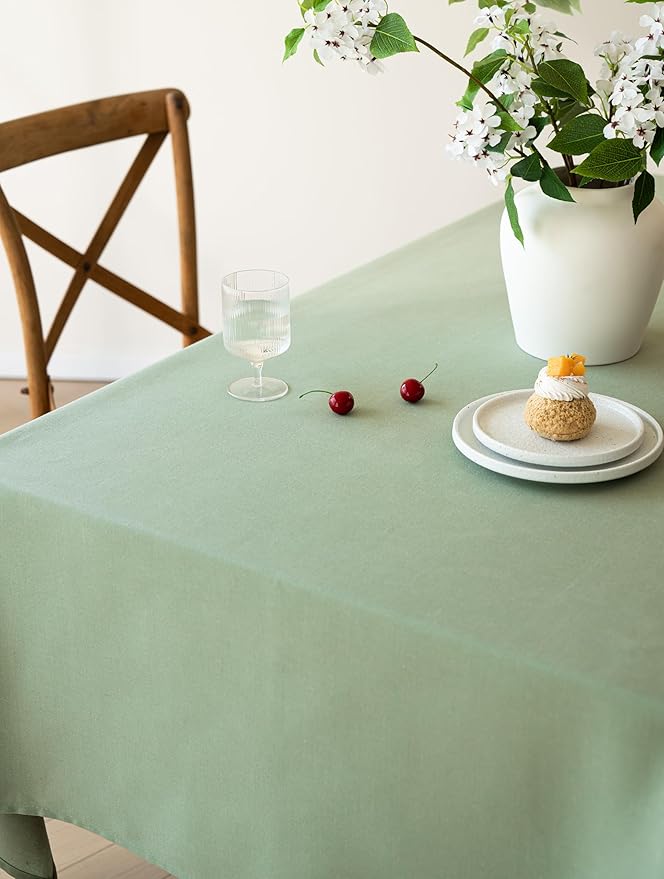 Sage Green Linen Table Cloths for Rectangle Tables Farmhouse Neutral Tablecloth Rectangular Kitchen Decoration Dining Table Cover Washable 60x104