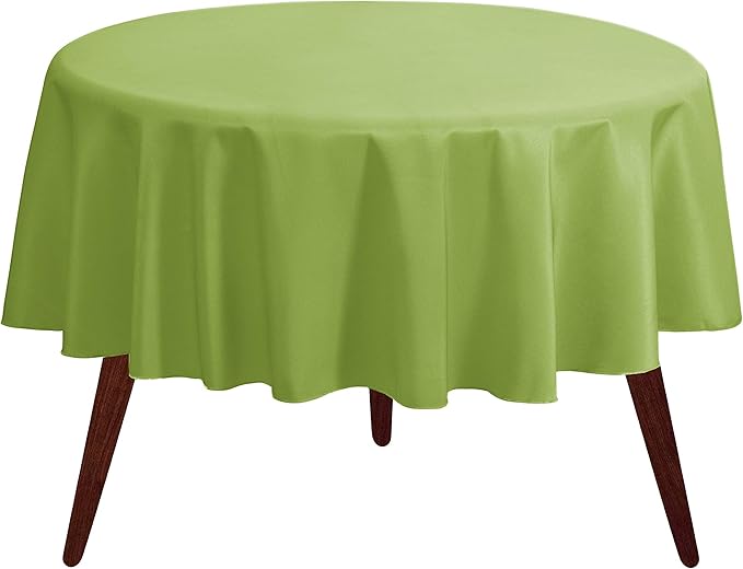 Gee Di Moda Round Tablecloth - 132 Inch Apple Green Round Table Cloth for 72 to 96 Inch Round Tables - Heavy Duty Washable Fabric - for Buffet Table, Holiday Party, Dinner, Wedding & Baby Shower
