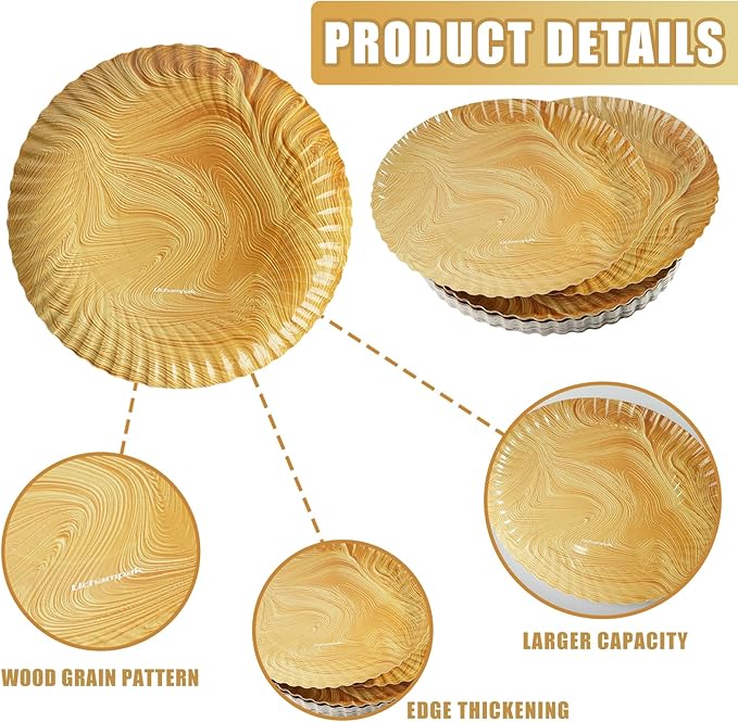 50 Pcs Wood Grain Paper Plates, 8.9 Inch Wood Paper Plates Disposable Rustic Party Plate for Woodland Baby Shower, Camp Fire, Camping, Lumberjack Birthday Party Decorations