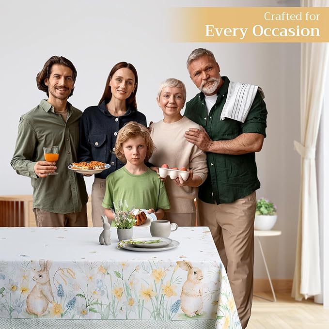 Maison d' Hermine Table Cloth Rectangle Table 100% Cotton 60 x 120 Inches Tablecloth Reusable Decorative for Dining Room Farmhouse Home Valentines Day Decorations Spring Summer - Easter Dew