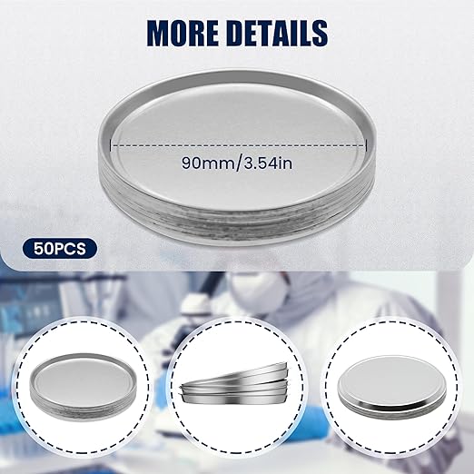 50 Pcs Aluminum Sample Pans 90mm Weight Scale Tray Disposable Round Lab Trays Fits Moisture Analyzer Laboratory Balance Dish Plate for Moisture Tester
