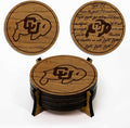 LazerEdge Colorado Buffaloes Wooden Coaster Set - Cherry Wood - Officially Licensed Product - 4-Pack