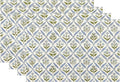 Block Print Floral Placemats 12x18 Inches Set of 4, Boho Blue Flower Decorative Modern Rectangle Table Mats for Party, Home Kitchen,Dining Table Decoration