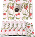QIYI Placemats Set of 6, 12x18 Inch Faux Leather Place Mats for Kitchen Dinning, Heat Resistant Anti Slip Pink Table Mats, Waterproof Wipeable Washable Placemat Party Table Décor, Sweet Strawberry