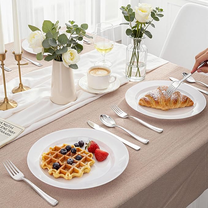 WDF 500PCS Silver Plastic Silverware - Plastic Silver Utensils - 250 Forks 125 Spoons 125 Knives - Heavy Duty Disposable Silverware Sets for Parties Wedding Valentine's Day