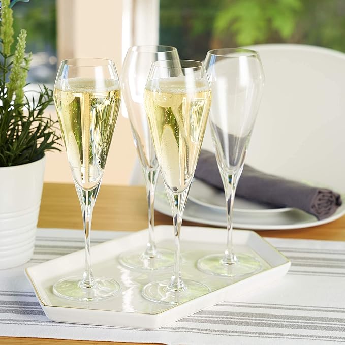 Spiegelau Willsberger Champagne Flutes, Elegant Crystal Champagne Glasses Gift Set, Perfect for Prosecco, Sparkling Rose, Mocktails, Home Bar Accessories, Housewarming, Wedding Gifts, 8.5 oz, Set of 4