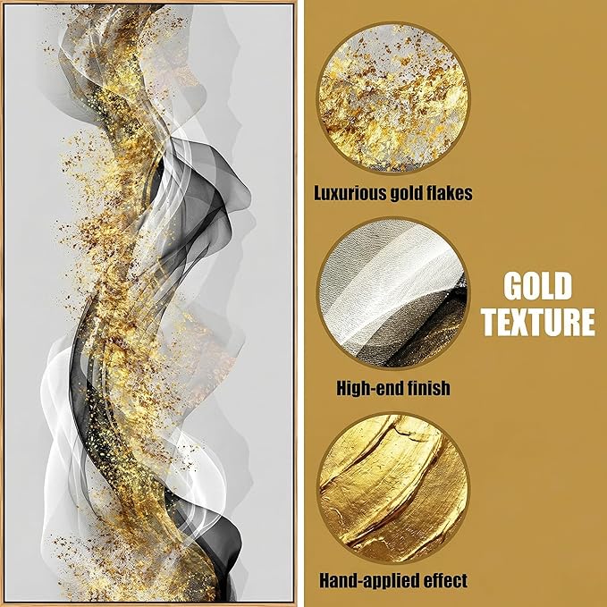 Tucai Decor Wall Art Modern light Luxury Abstract Gold ink Landscape Canvas Wall Art for Living Room Bedroom Color Pictures Artwork Home Decor Canvas Print Wall Decor Ready to Hang 30x60inch (Framed)