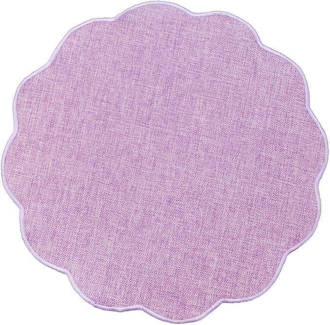 AHHFSMEI Round Faux Linen Placemats Set of 6 Heat Resistant Stain Proof & Non-Slip Waterproof Table Mats for Kitchen & Dining Elegant Decor (6, Purple)
