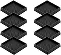 3X3 Rubber Caster Cups, Non Slip Furniture Pads, Anti-Slip Gripper, Anti Skid Furniture Feet, Anti Slide Floor Protector for Bed Couch Stoppers (8 Pack, Black)