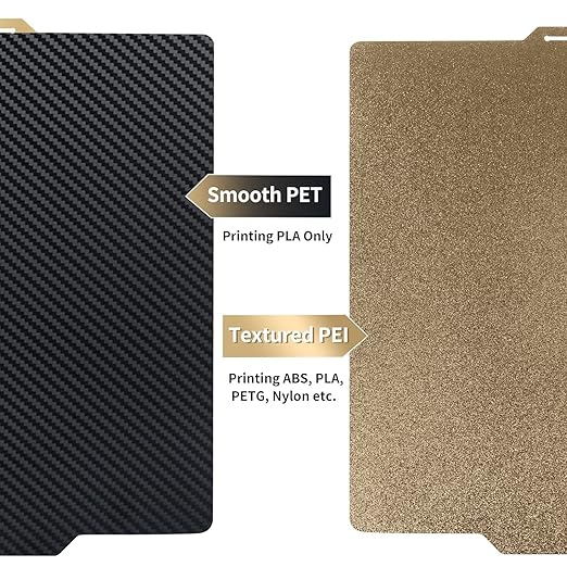 Smooth Carbon Fiber PET + Textured PEI Build Plate 257x257mm, Double Sided Flexible Print Bed 3D Printer PET+PEI Bed Plate for Bambu Lab X1/X1C/P1P/P1S/P2S