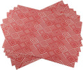 Gugrida Luxury Placemats Set of 6, Heat-Resistant, Stain Resistant PVC Table Mats (Red Argyle)