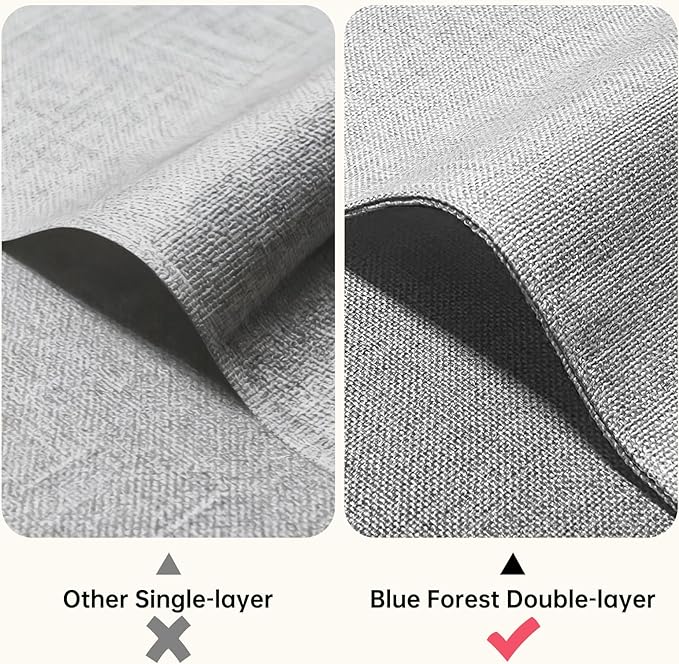 Blue Forest Placemats Set of 4, Dual-Layered Thickened Faux Linen Table Mats Heat Resistant Machine Washable Wrinkle Free Place Mats for Kitchen Dining Outdoor/Indoor (Cream Beige)