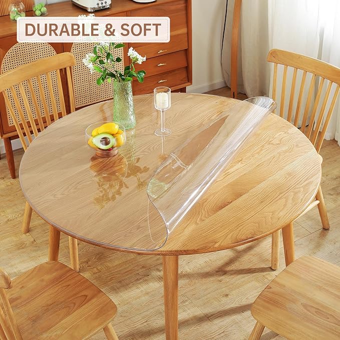 Warmstar Clear Table Protector 2mm Thick, Dia.70Inch Round Clear Table Cover Protector, Plastic Table Cover, Clear Desk Mat Desk Pad, Desk Protector Mat for Coffee Table, Writing Desk, Dining Room