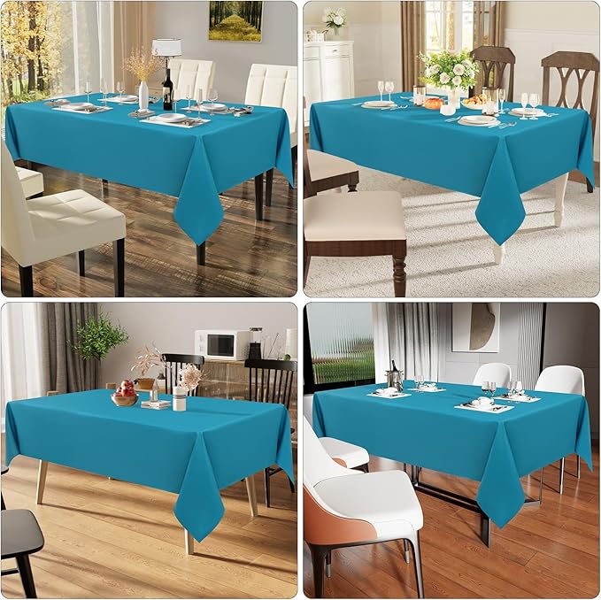 Smiry Rectangle Table Cloth, Waterproof Anti-Scratch Polyester Tablecloth, Decorative Washable Fabric Table Cover for Dining, Buffet, Parties and Outdoor, 60x102, Teal