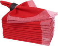 Bedding Craft Christmas Cloth Napkins Set of 12 – 20x20 Red Cotton with Double Hemstitch – Soft, Durable & Washable Table Napkins for Farmhouse Décor, Thanksgiving, Holiday Parties & Everyday Use