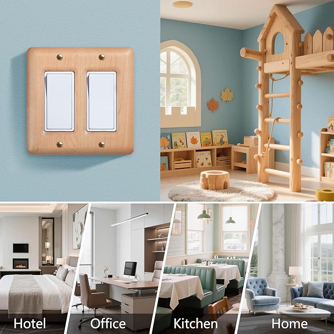 Double Light Switch Cover Plate Decorative Maple Wood Outlet Covers For Light Switches And Outlets