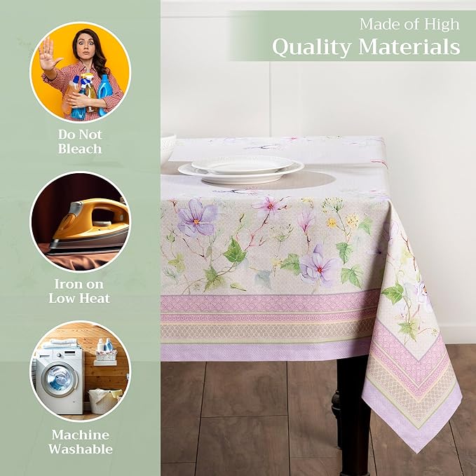 Maison d' Hermine Table Cloth Rectangle Table 100% Cotton 70 x 120 Inches Tablecloth Reusable Decorative for Dining Room Farmhouse Home Valentines Day Decorations Spring Summer - Magnolia Mornings