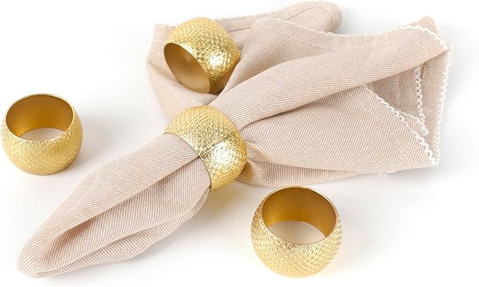 Napkin Rings Set of 12 Metal Napkin Holder Buckles Round Serveitte Rings for Fall Thanksgiving Christmas Dinner Table Decor Wedding Banquet Party Easter (Gold) - ALPHA Living HOME