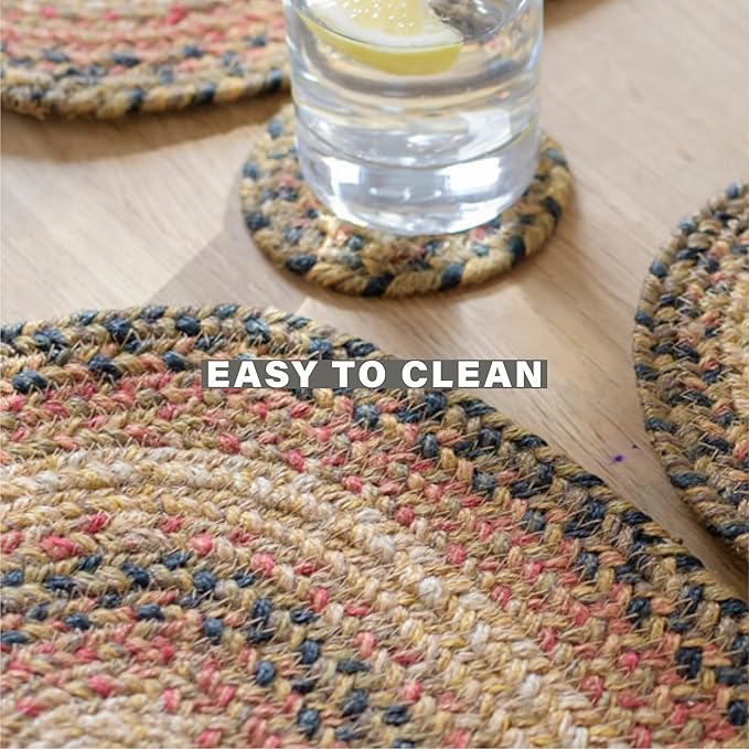 Homespice Russet Braided Oval Table Runner, Warm Country Decor, Multicolor 11x36 - Jute Dining Table Accessories - Rich Colors, Easy to Clean, Durable and Protects Furniture